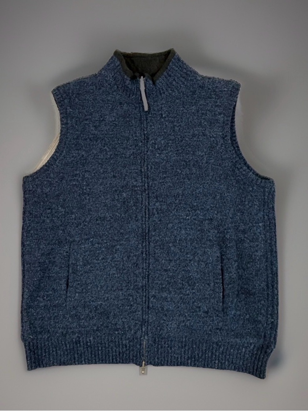 Pendleton Reversible Wool & Fleece Vest Mens XXL Blue Full Zip Shetland Sweater